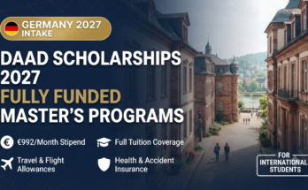 DAAD Scholarships 2027 fully funded master's programs in Germany for international students showing stipend and benefits details.